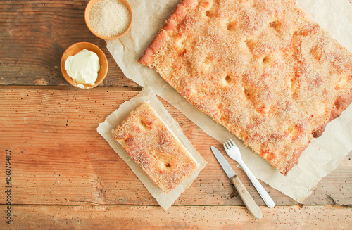 Stück Zuckerkuchen Butterkuchen 
