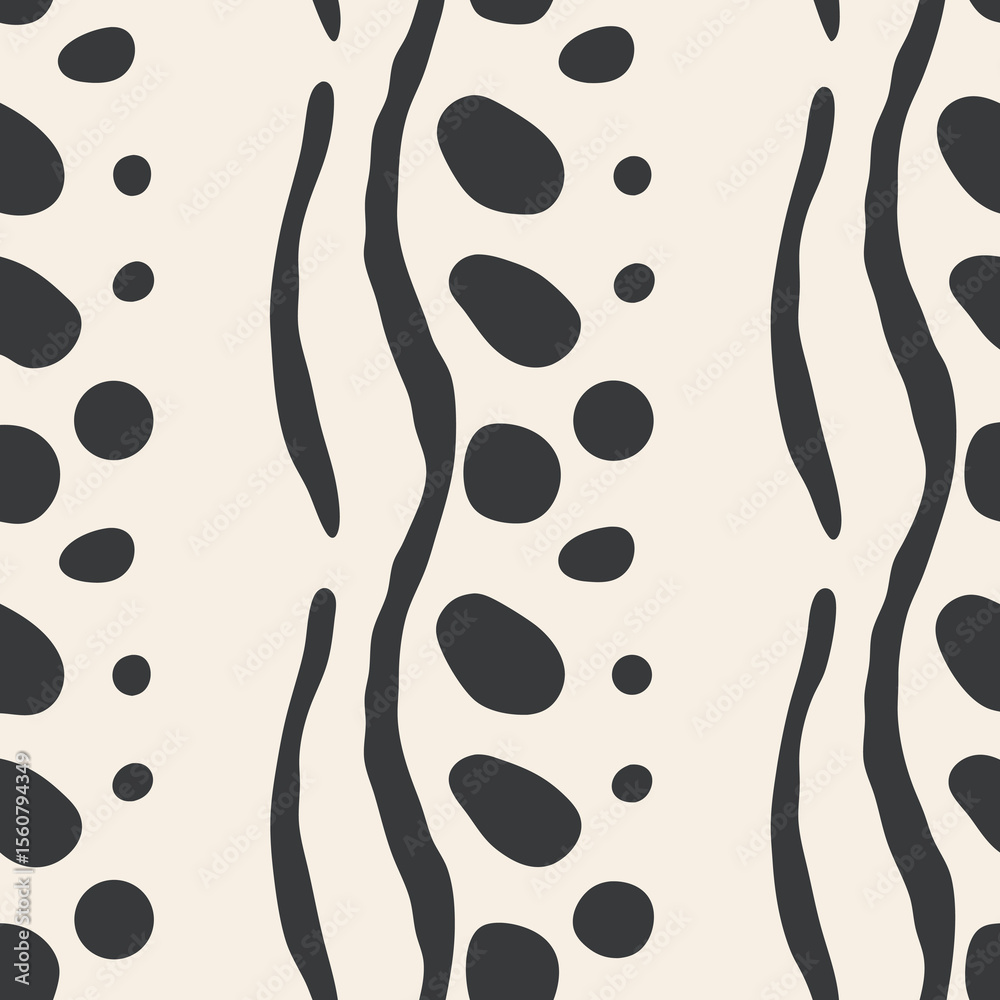Abstract geometric pattern design featuring organic shapes and seamless repeatable style