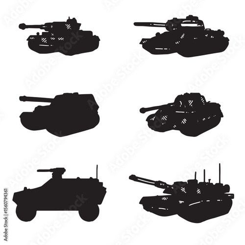 vector set of military tank