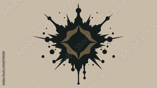 Abstract graphic design element with spikes and rounded shapes on neutral background