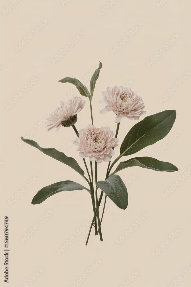 Obraz premium Minimal Pastel Floral Illustration Art