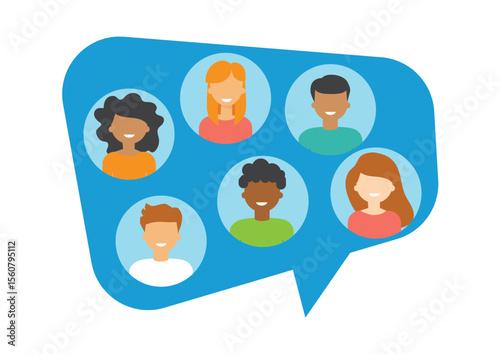 diverse people in speech bubble,importance of inclusive communication
