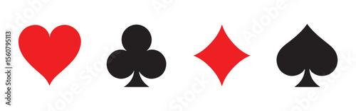 suit deck of playing cards icons vector. hearts diamonds clubs spades symbol. Transparent PNG available