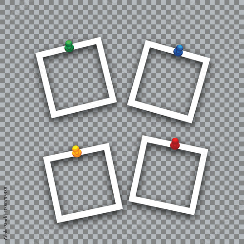 Photo frame isolated on transparent background, blank picture frame with clear cutout, decorative border template, isolated object for design, mockup, or collage use