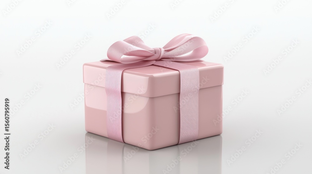 Fototapeta premium Pink gift box with ribbon bow
