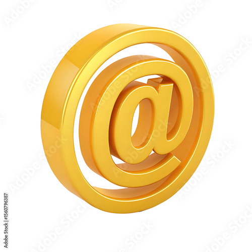 Shiny golden At sign symbol makes a design element perfect for business and marketing related content in web design and digital media