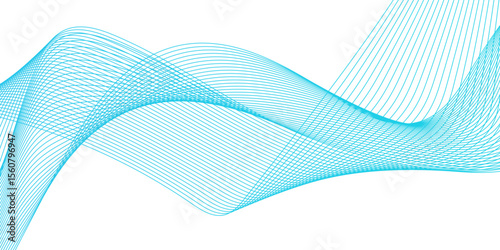 Flowing wave pattern gradient smooth curve shape isolated on transparent background. Technology , science lines flow and motion energy blend.	