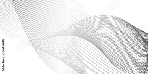 Flowing wave pattern gradient smooth curve shape isolated on transparent background. Technology , science lines flow and motion energy blend.	