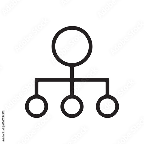 Hierarchical Structure Outline Vector Icon - Organization Chart Symbol