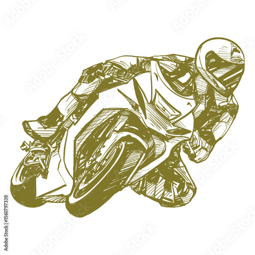 Silhouette of a fast red motorcycle isolated on white background