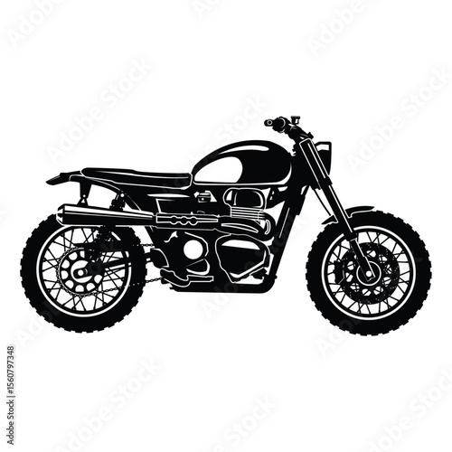 Silhouette of a fast red motorcycle isolated on white background