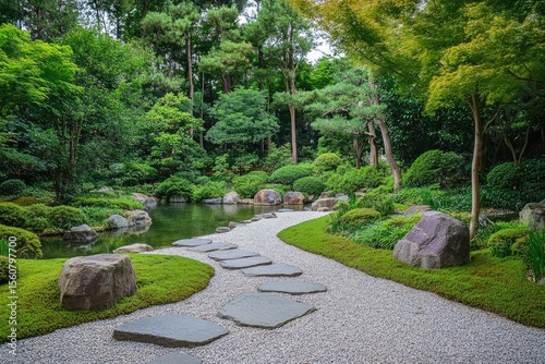 Serene Japanese garden path