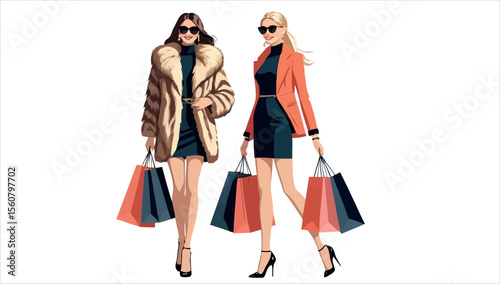 A couple of women holding shopping bags