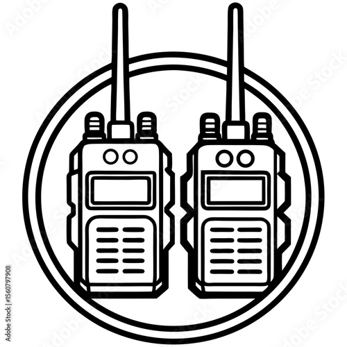 Two walkie talkies in monochrome style for communication