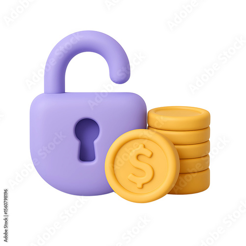 Unlocked opportunities are depicted with an open padlock and stacked money, signifying access to funds, investment security, or financial freedom.