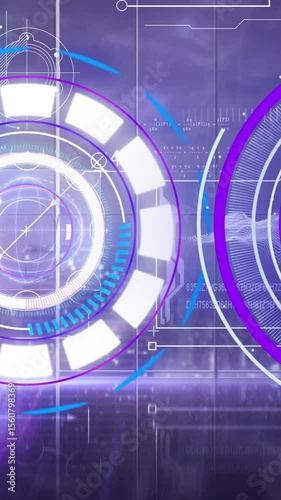 Animation of scopes scanning and data processing on digital screen