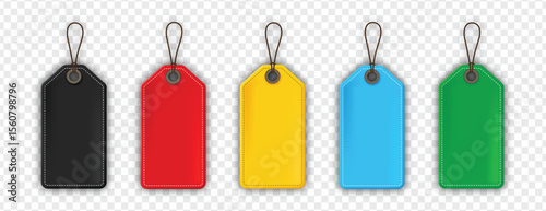 Realistic tag mockup isolated on transparent background, ideal for branding, pricing, clothing labels, or product packaging design presentations