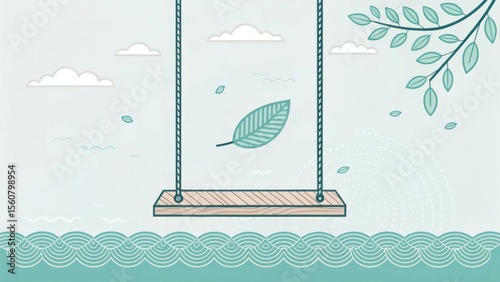 Flat Vector Design of a Swing in Side View