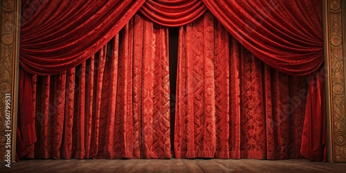 Crimson Velvet Stage Curtai...