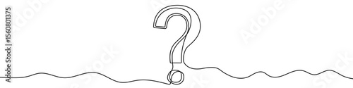 Continuous editable drawing of question mark. One line drawing background. Vector illustration. Question mark in one line style.