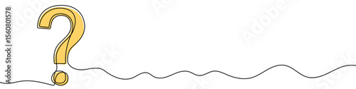 Continuous editable drawing of question mark. One line drawing background. Vector illustration. Question mark in one line style.