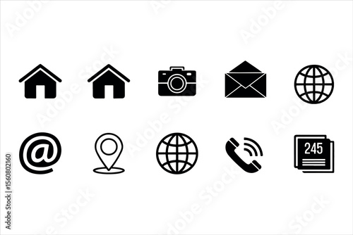 Internet web icon set  collection with symbols for email home phone and search