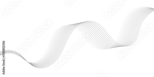Abstract smooth grey wave lines flowing across a white background. Minimalist curve design ideal for modern technology, presentations, digital art, and futuristic concepts.
