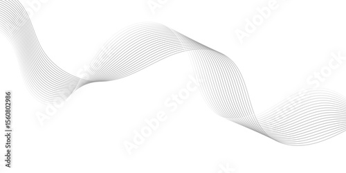 Abstract smooth grey wave lines flowing across a white background. Minimalist curve design ideal for modern technology, presentations, digital art, and futuristic concepts.
