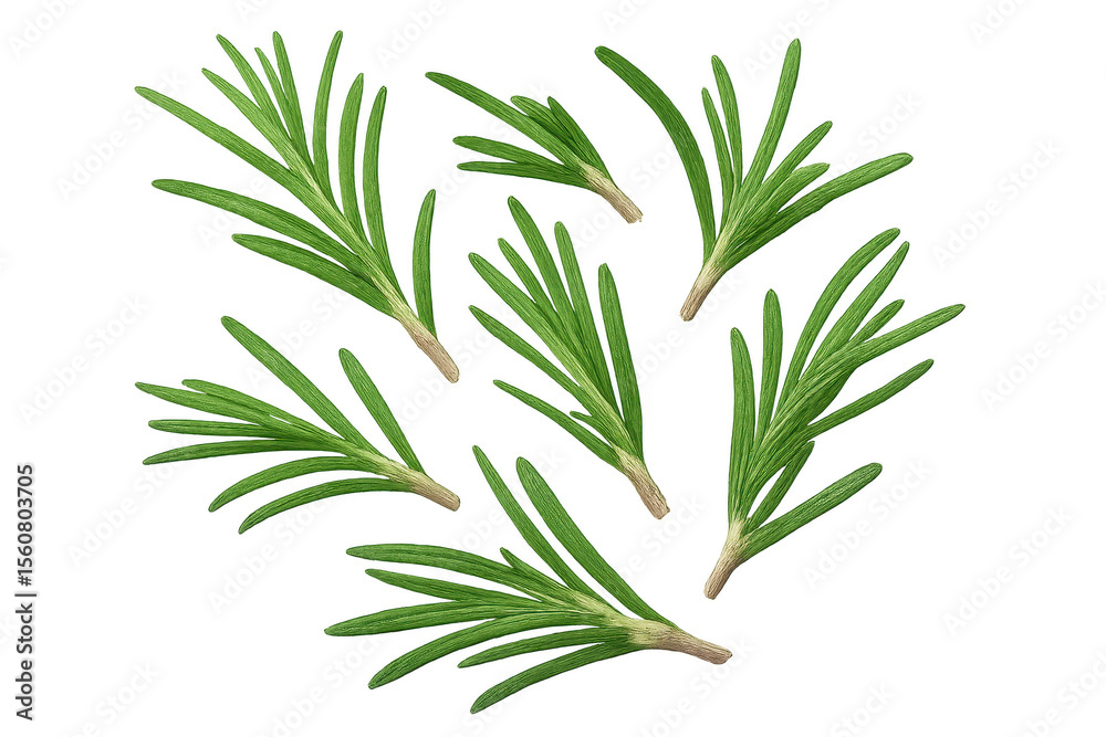 Fototapeta premium Fresh rosemary twigs isolated on transparent background, aromatic herbs, cut out