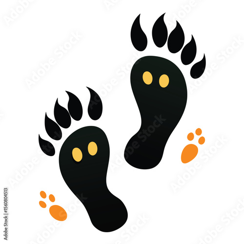Spooky Footprints Vector Illustration ? Cartoon, Clipart and Line Art Printable Design.eps