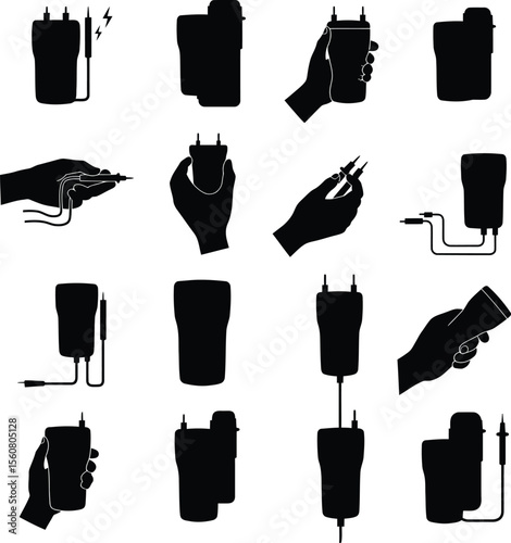 Dynamic Electrical Tester Silhouettes: Essential Tools for Voltage Measurement, Circuit Diagnostics, and Electronic System Troubleshooting.