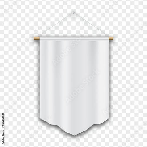 Colorful textile pennant flag on transparent background, ideal for party decorations, event design, festive banners, and celebration-themed graphics