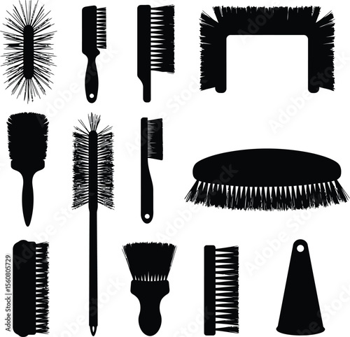 Diverse Brush Collection: Essential Tools for Cleaning, Artistic Creation, Personal Grooming, and Home Maintenance Tasks.