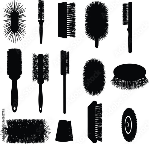 Diverse Brush Collection: Essential Tools for Cleaning, Artistic Creation, Personal Grooming, and Home Maintenance Tasks.