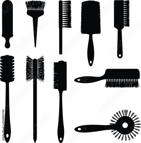 Diverse Brush Collection: Essential Tools for Cleaning, Artistic Creation, Personal Grooming, and Home Maintenance Tasks.