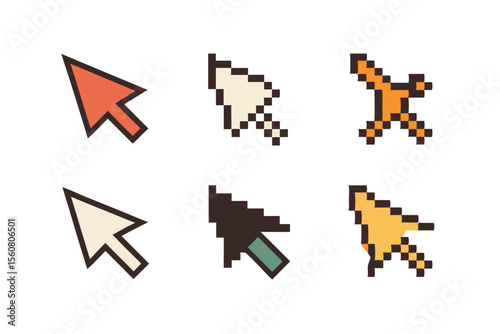 Pixel Art Cursor Icons Retro Gaming Style Cursors