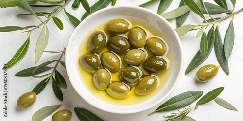 Oval Bowl of Green Olives i...