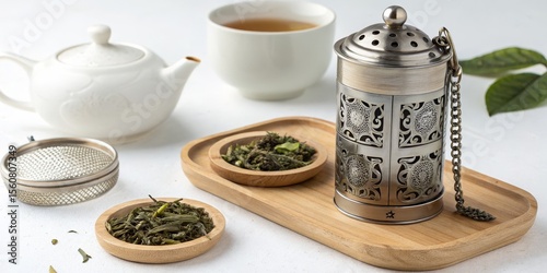 Ornate Tea Caddy with Loose...