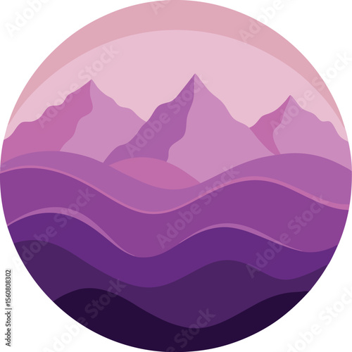 Purple Sunset Mountain Landscape