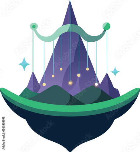 Surreal Floating Mountain Island