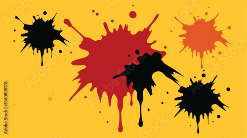 Colorful artistic paint splatter design on a transparent background for various applications