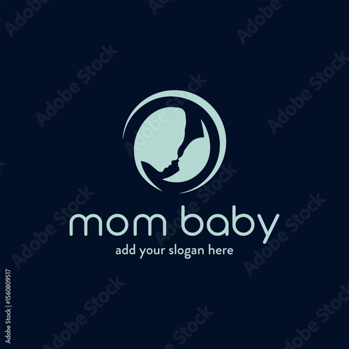 mom baby care logo design vector