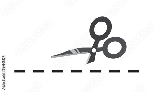 paper cutting scissors icon, scissor dotted cut line vector
