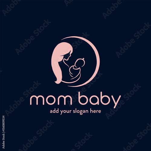 mom baby care logo design vector