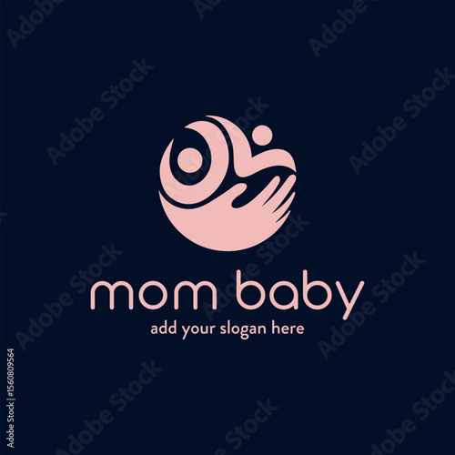mom baby care logo design vector