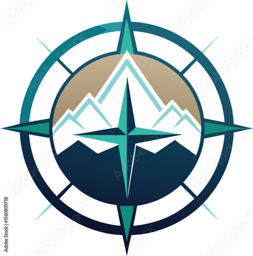 Adventure Compass with Mountain Design