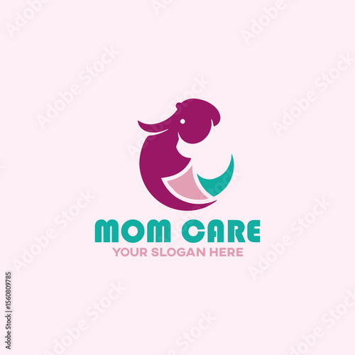mom baby care logo design vector
