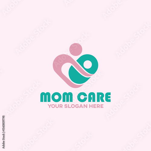 mom baby care logo design vector
