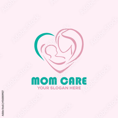 mom baby care logo design vector