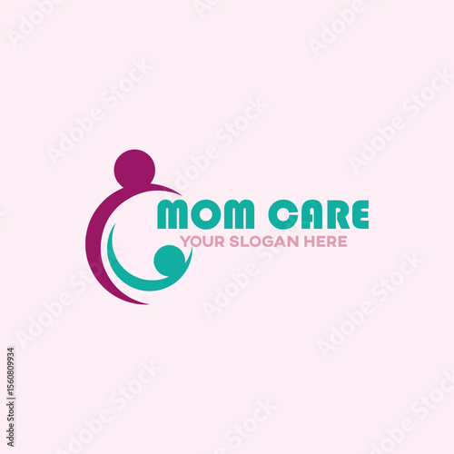 mom baby care logo design vector